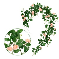 Guirlande de roses artificielles blanches réalistes de 2 m, pliable, en soie, pour la décoration suspendue des tuyaux de climatisation, des murs, des jardins et des devantures de magasins