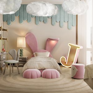 Hiện Đại Duy nhất trẻ em giường Bunny bọc đồ nội thất với bọt nệm cho công chúa cô gái phòng ngủ - Product Image 2
