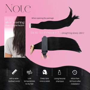 Moresoo 30 pollici Remy Hair umani extension nastro adesivo invisibile in colla diritta nera rimovibile e riutilizzabile stile dritto - Product Image 2