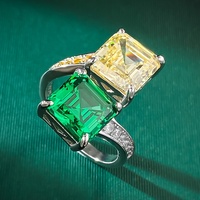 Zircon cubique forme carrée émeraude coupe anneau 925 en argent Sterling fête anneaux de mariage bijoux femmes cadeau