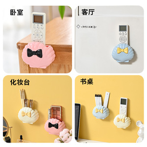 Seashell Storage Box Wall Mounted Remote Holder Blue <b>Pink</b> Milky White Bow Design For Bedroom Living Room <b>Desk</b> Makeup Area - Product Image 1