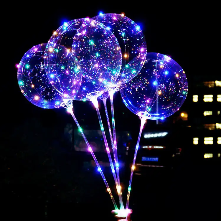 Оптовая Продажа с фабрики, 20 дюймов, прозрачные Пузырьковые прозрачные светодиодные воздушные шары bobo со светодиодными лампами для рождественской вечеринки на Хэллоуин