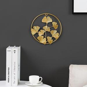 Decorazione da Parete Nordica in Metallo Dorato a Forma di Foglia di Ginkgo, Ornamento Creativo Senza Foratura per Soggiorno - Product Image 1