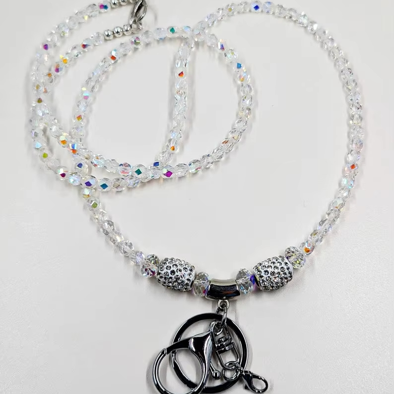 2025 Cute Style Silicone Rainbow Beads Lanyard Keychain Mixed Colors Acrylic Notebook Apple Book Pencil Holder Image 4