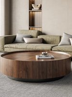 Table basse moderne de style minimaliste italien Wabi-sabi en noyer avec rangement, sans assemblage requis, ensemble de meubles pour salon