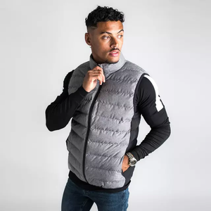 Veste matelassée décontractée pour hommes grande taille en noir gris avec fermeture éclair rembourrage en coton vêtements d'hiver imperméables pour adultes vente en gros - Product Image 5