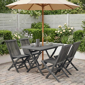 <b>Foldable</b> Teak Wood Garden <b>Table</b> Set Outdoor Patio <b>Dining</b> Furniture 4 <b>Chairs</b> Sunshade Deck Seating - Product Image 3