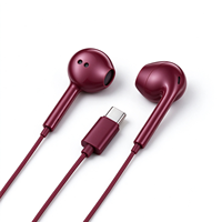 Écouteurs filaires USB-C semi intra-auriculaires bordeaux, son stéréo clair, pour le divertissement quotidien et une utilisation portable