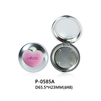 Étui compact pour poudre et blush, design cœur mignon, vide, avec miroir et houppette