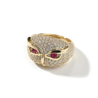 Bague en Cuivre Incrustée de Zircon 5A, Motif Hibou Hip-hop, Accessoire de Mode, Fabrication Usine