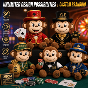 Jouet en peluche singe chapeau haut de forme de casino personnalisé, commande en gros, peluche douce, animal en peluche, OEM ODM, cadeau promotionnel de Noël - Product Image 5