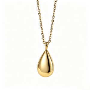 Großhandel Tropfenförmige Minimalistische Haustier-Urnen-Halskette für Asche aus Edelstahl, Hochglanzpoliert, Wasserdicht, Diskreter Einäscherungsanhänger - Product Image 1