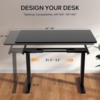 Cadre de bureau debout électrique à moteur noir pieds de Table réglables en hauteur Base de bureau pour cadre de bureau à domicile uniquement emballage de commande par correspondance