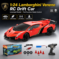 Voiture de course télécommandée Lamborghini RC à l'échelle 1/24, voiture de drift avec lumières, jouet de course télécommandé pour garçon, recharge USB