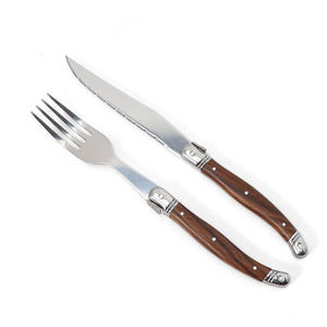 Ensemble de couverts de table <span class=keywords><strong>Laguiole</strong></span> Style avec manche en ABS et revêtement en bois PU, couteau, fourchette, cuillère à table, cuillère à café - Product Image 4