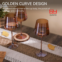 Ensemble de 6 verres à vin SUNYO en ambre foncé, verres à vin colorés soufflés à la main, ensemble de verrerie marron pour vin rouge et blanc