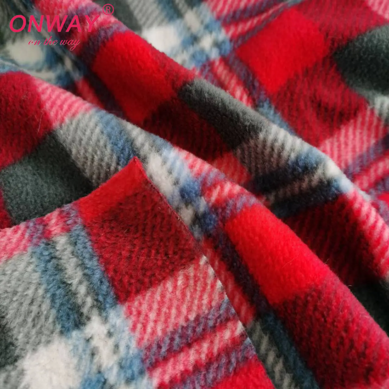 Hot sale printed knitted plaid brushed single sided anti pilling polar fleece fabric for autumn and winter