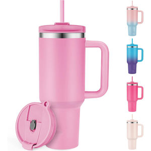 Taza de Aventura Personalizable con Logotipo, Taza de Viaje de Acero Inoxidable de Doble Pared y Aislada de 40 oz con Asa y Pajita - Product Image 1