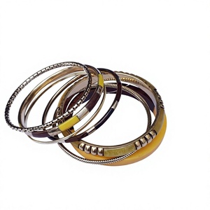 Nuevas Pulseras de Resina y Latón con Acabado en Oro Rosa, Juego de Brazaletes de Aleación, Joyería Vintage Elegante para Mujer - Product Image 2