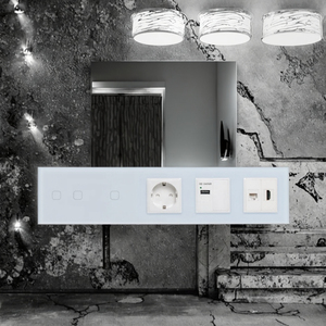 Sang trọng 1 gang tường cảm ứng chuyển đổi ánh sáng kính không thấm nước Bảng điều chỉnh nhà điện ổ cắm điện USB Type-C EU cắm tiêu chuẩn 16A - Product Image 3