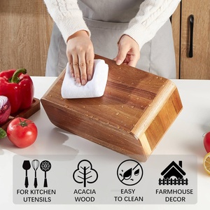 FLYWOD 3 vano utensili <span class=keywords><strong>da</strong></span> cucina supporto posate scatola Organizer utensili in legno contenitore porta utensili in legno legno porta utensili - Product Image 4