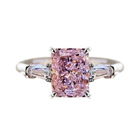 Bague GaoDian personnalisée avec griffes serties de cristaux 3A, en argent plaqué, avec zircone cubique carrée, pour fiançailles et commémoration féminine