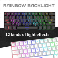 Clavier mécanique de jeu ultra-compact filaire rétroéclairé arc-en-ciel, anti-ghosting, sans conflit, 61 touches, pour PC portable
