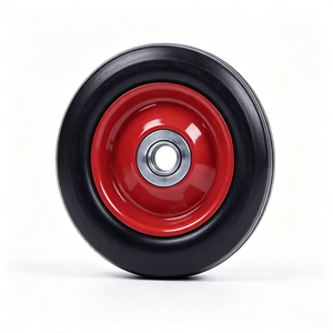 6 Inch Rubber <b>Wheel</b> 6x1.5 Red Steel Rim Flat Free Solid Rubber <b>Wheel</b> for Hand Truck Trolley Cart - Product Image 3