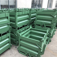 Boîte de collecte de ferraille réversible de qualité industrielle Poubelle en acier Self Dumping Forklift Hopper Metal Turnover Box Iron Scrap Box