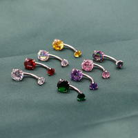 Bijoux de corps en titane ASTM F136, anneau de nombril à filetage interne avec sertissage en griffe CZ, bijoux de piercing pour le nombril