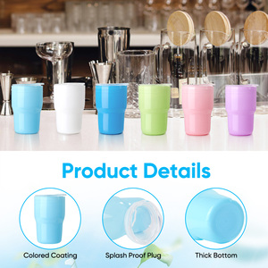 Mini-gobelet en plastique de 3 oz avec couvercle et paille, petit gobelet à shot de couleur pastel, réutilisable, pour les fêtes d'enfants - Product Image 5