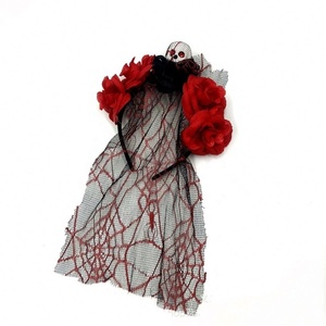 เครื่องสำอางแนวสยองขวัญฮาโลวีนเครื่องแต่งกายคอสเพลย์โครงกระดูกดอกกุหลาบใยแมงมุมดอกไม้ลูกตาสำหรับเจ้าสาวผมของตกแต่งงานปาร์ตี้ - Product Image 4