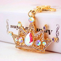 Porte-clés de luxe en cristal doré, breloque de sac, pendentif reine en strass en forme de goutte, fermoir mousqueton pour sac à main femme, clé, cadeau de mariage