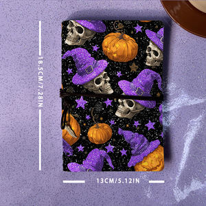 PU Beau Journal avec Pages Perforées Accompagné d'Attache et Pendentif Décoration Crânes Citrouilles <span class=keywords><strong>Sorcière</strong></span> Chapeaux Étoiles Pat - Product Image 4