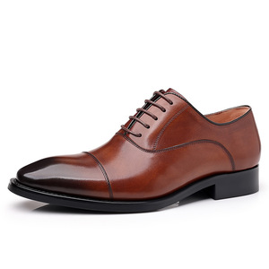 Chaussure de ville Oxford pour homme en cuir véritable, style nouveau et luxueux 2026, décontractée, à bout carré, antidérapante et tendance - Product Image 1