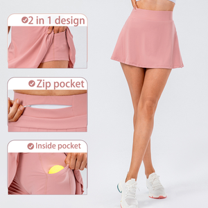 Kustom rok wanita saku ritsleting belakang lipit pinggang tinggi ukuran Plus rok tenis Golf sejuk celana pendek bawaan - Product Image 2