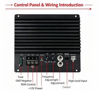 Amplificateur de basses puissant pour voiture en alliage d'aluminium noir, 12V DC, sortie mono subwoofer haute puissance, entrée RCA, modification audio
