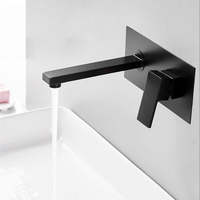 Offre Spéciale robinet de lavabo en laiton à poignée unique de Style moderne 3 trous robinet de salle de bain mural noyau de Valve en céramique simple