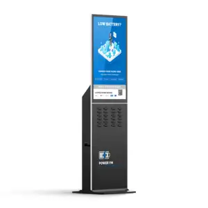 24 48 Slots Public Cell Phone Kiosk With Credit Card Reader Rental Power Bank Vending Machine