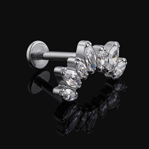 Eternal Meterl – Piercing Labret en titane, 7 pierres marquise filetées à l'intérieur, piercing corporel, bijoux - Product Image 1