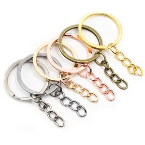 25mm Key Ring Key Chain 6 Colors Bronze Gold Rhodium Plated 50mm Long Round Split Keychain Keyrings Wholesale