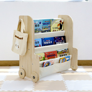 Bibliothèque en bois vert à quatre couches pour enfants avec <span class=keywords><strong>table</strong></span> à roulettes pour armoire de rangement de jouets pour salon ou hôtel - Product Image 3