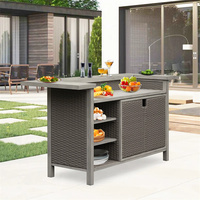 Chariot de barbecue extérieur en acier avec gril, en osier PE, portable, écologique, design moderne, rangement, flamme régulée, allumage piézoélectrique