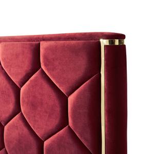 <span class=keywords><strong>Letto</strong></span> di lusso King Size di Design A Nido D'ape Testiera Imbottita di Velluto Rosso Morbido <span class=keywords><strong>Letto</strong></span> - Product Image 4