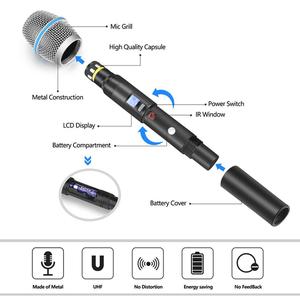 Hot bán xách tay 2-kênh không dây năng động <span class=keywords><strong>microphone</strong></span> với <span class=keywords><strong>XLR</strong></span> nối kim loại đứng điện thoại thông minh hỗ trợ - Product Image 4