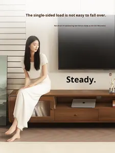 Mueble de TV Moderno de Madera Maciza y Juego de <span class=keywords><strong>Mesa</strong></span> de Centro <span class=keywords><strong>para</strong></span> Sala de Estar, Color Nogal, Muebles de TV Enviados, Soportes de TV, <span class=keywords><strong>Mesa</strong></span> de TV de MDF - Product Image 4