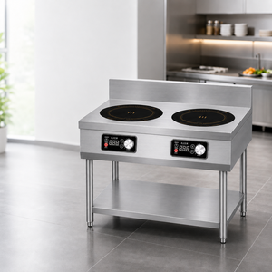 High Efficiency Commercial Double Burner Induction Cooker Stainless Steel <b>Standing</b> 2 Head Induction Hob for Restaurant Range - Product Image 1