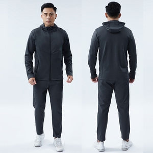 Ensemble de survêtement de sport pour homme, veste et pantalon, deux pièces, ensemble de gym, séchage rapide, survêtement uni - Product Image 1