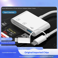 Lector de Tarjetas OTG para iPhone y Teléfonos, Adaptador USB/Tipo-C 3 en 1 con Ranuras SD/TF, Material ABS, Hecho en Shenzhen