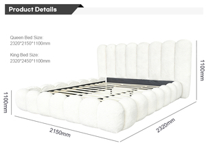 <span class=keywords><strong>Letto</strong></span> <span class=keywords><strong>Matrimoniale</strong></span> NOVA Rivestito in Tessuto Cremoso Effetto Lana d'Agnello, Moderno <span class=keywords><strong>Letto</strong></span> King Size <span class=keywords><strong>con</strong></span> Contenitore, Mobili per Camera da <span class=keywords><strong>Letto</strong></span>, Strutture <span class=keywords><strong>Letto</strong></span> Queen Size in Legno - Product Image 2